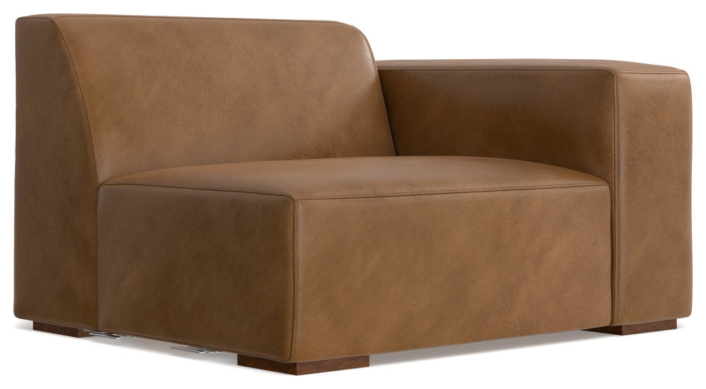 Rex Left Corner Sectional Modular Sofa with Ottoman in Genuine Leather