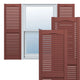 Lifetime Vinyl Standard Cathedral 2-Equal Louver Shutters, Red 027