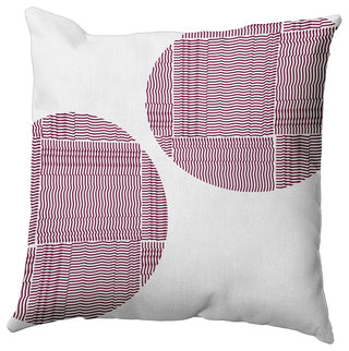 Circles and Squares Polyester Indoor/Outdoor Pillow, Maroon Red, 20"x20"