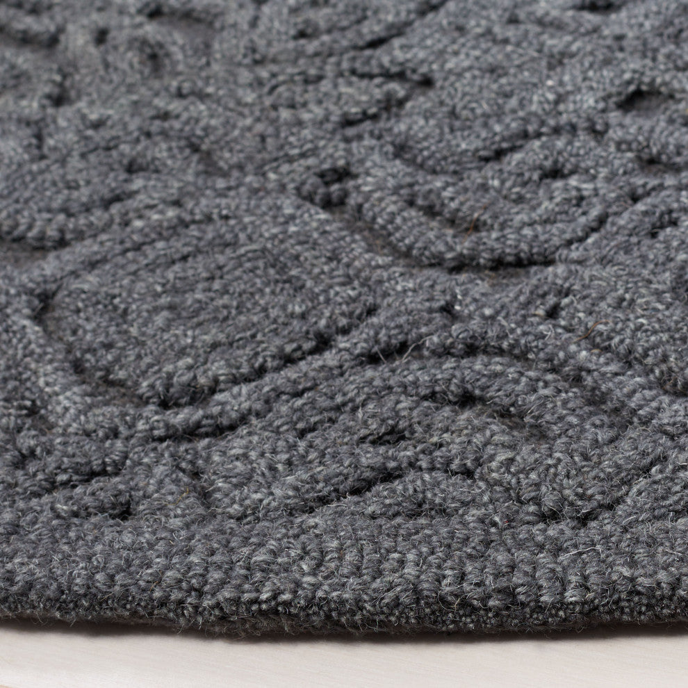 Safavieh Textural Collection TXT101H Rug, Charcoal, 6' X 6' Round