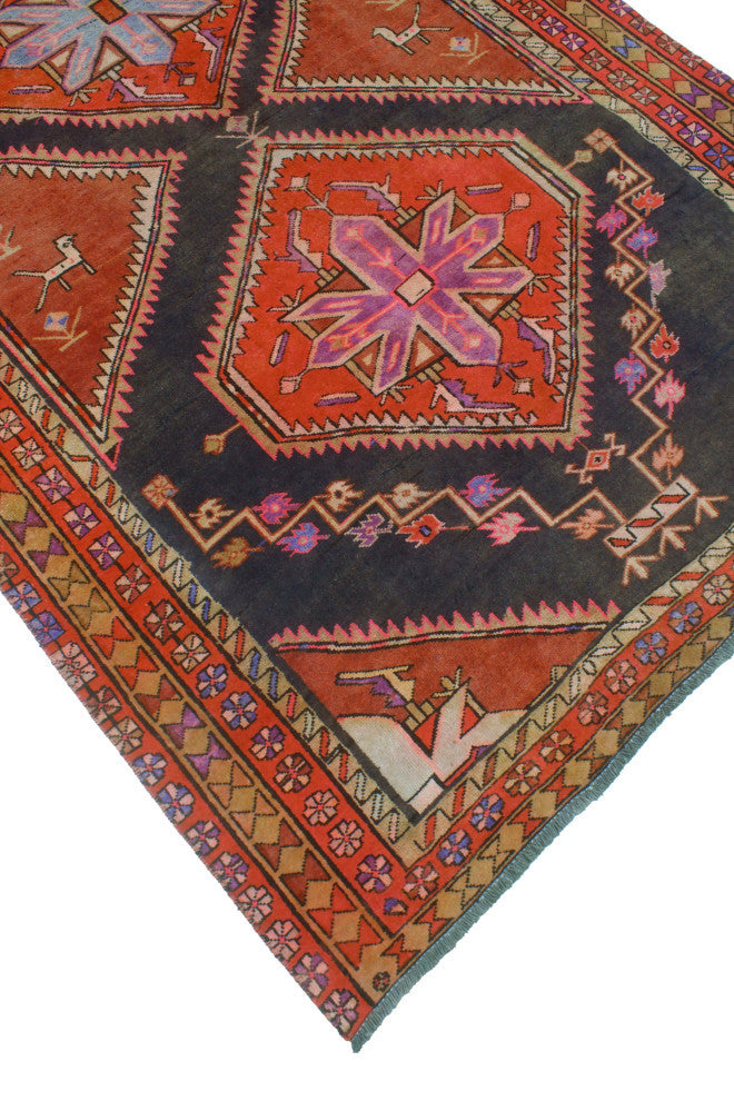 Fine Vintage Distressed Sema Rust/Beige Runner, 4'11x9'10
