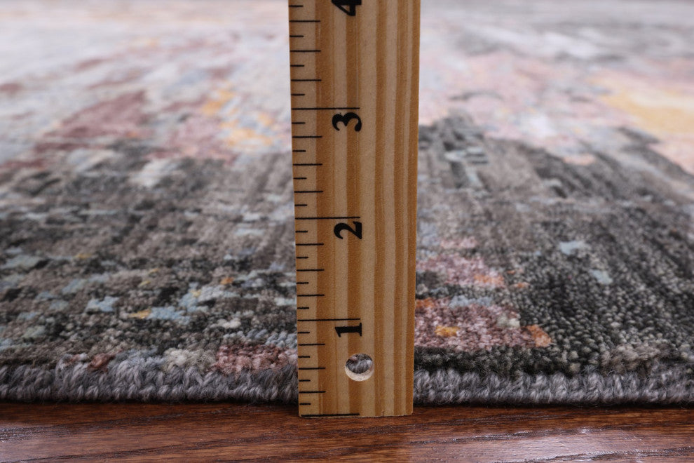 8' 1" X 10' 4" Modern Branches, a Vase Design Handmade Wool and Silk Rug Q8553