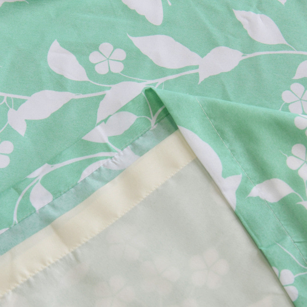 Printed Microfiber Birdsong Curtains, Set of 2, Teal
