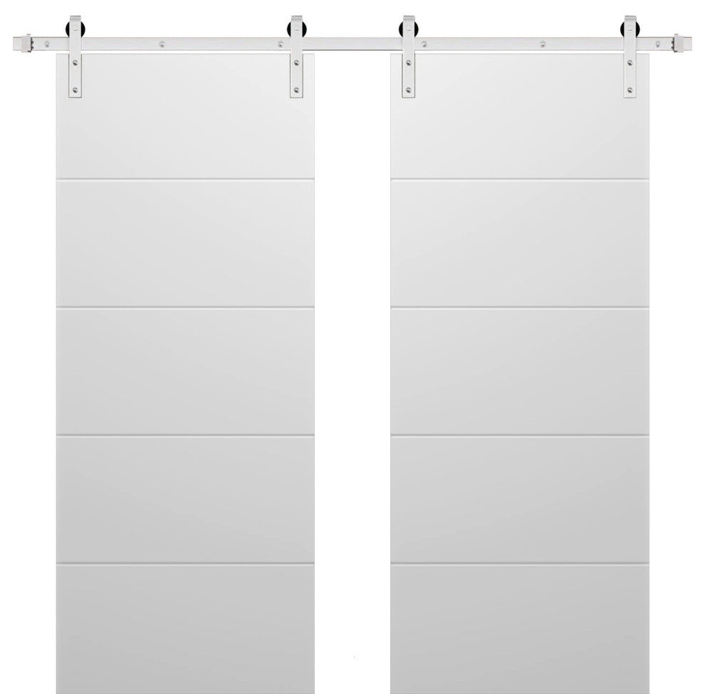 Double Barn Door 84 x 80, Planum 0770 Painted White, Silver 14FT