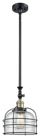 Large Bell Cage 1-Light Mini Pendant, Black Antique Brass, Seedy