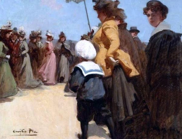 Cecilio Pla y Gallardo Escena Estival, Gallery Wrapped Canvas Print, 21"x28"
