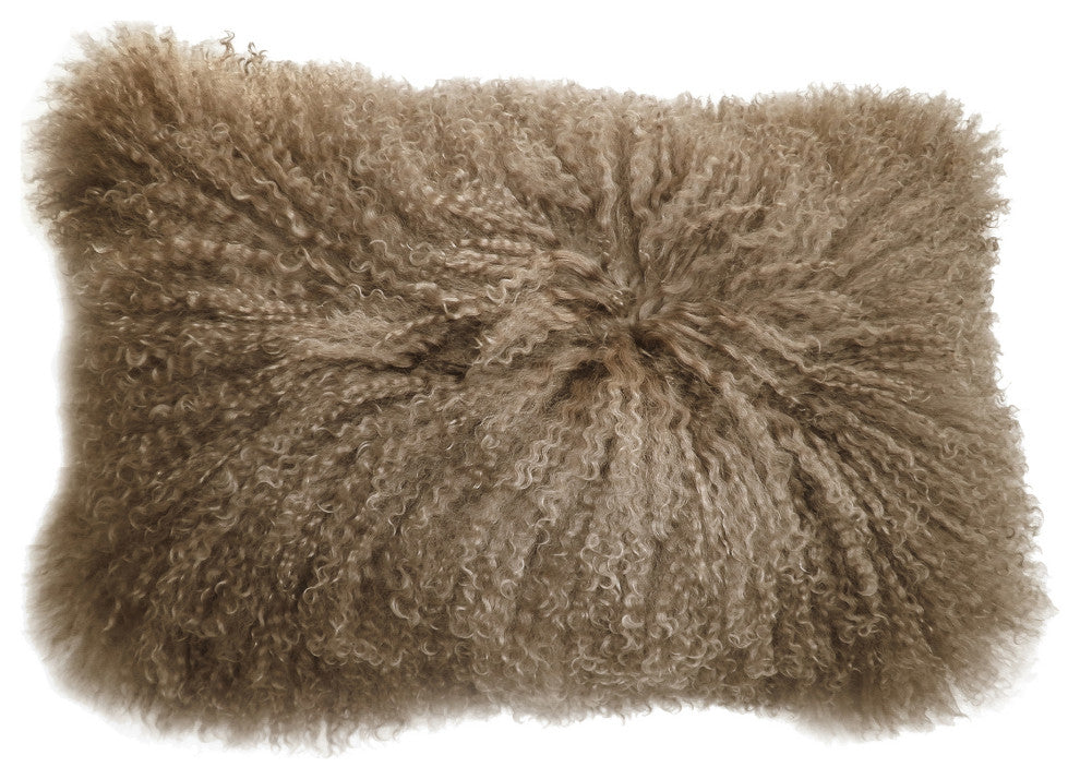 Contemporary Lamb Fur Pillow Rect. Natural - Natural