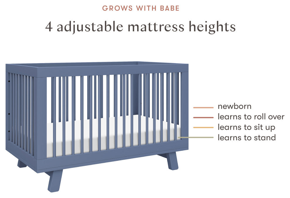 Hudson 3-in-1 Convertible Crib With Toddler Bed Conversion Kit, Cove Blue