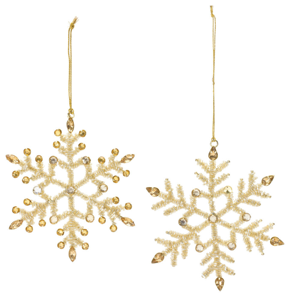 Jeweled Metal Snowflake Ornament, Set of 12