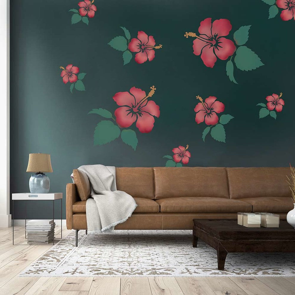 Hibiscus Wall Art Reusable Stencils For Trendy DIY Design, Large