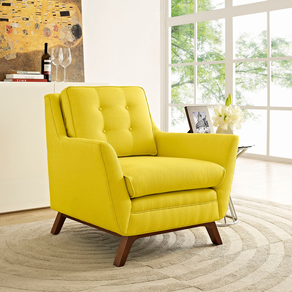 Modern Contemporary Fabric Armchair , Yellow, Fabric