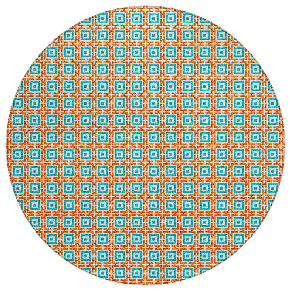 Indoor/Outdoor Marlo MO1 Orange Machine Washable 10' x 10' Rug