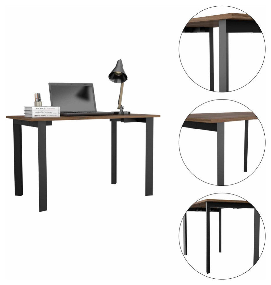 Marrakech Desk, 4 Steel Legs, Mahogany Color, Modern Desing