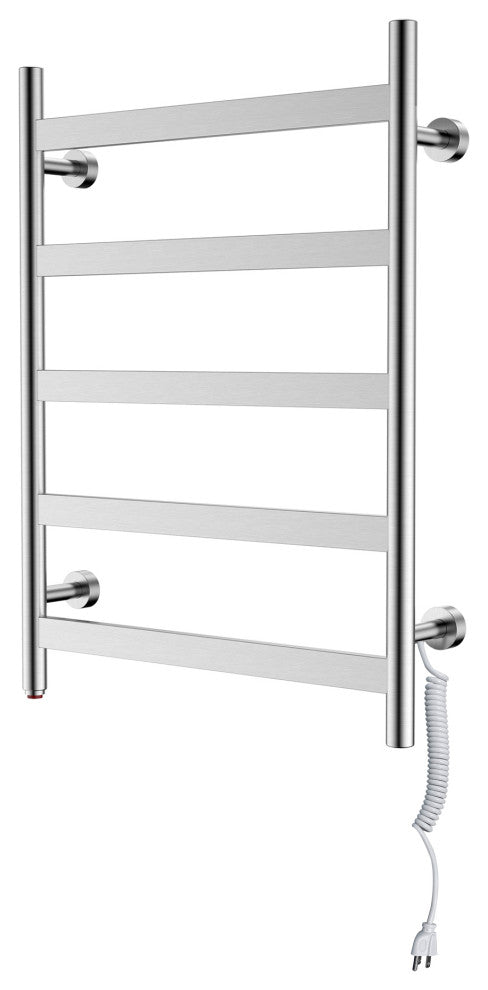 HEATGENE 5 Flat Bar Wall-Mounted Hard-wiring/ Plug in Towel Warmer, Brush Polish