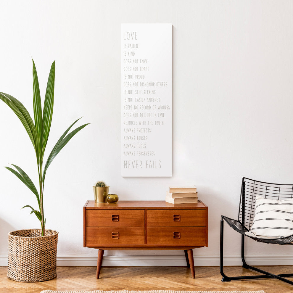 Love Never Fails 12x36 Canvas Wall Art