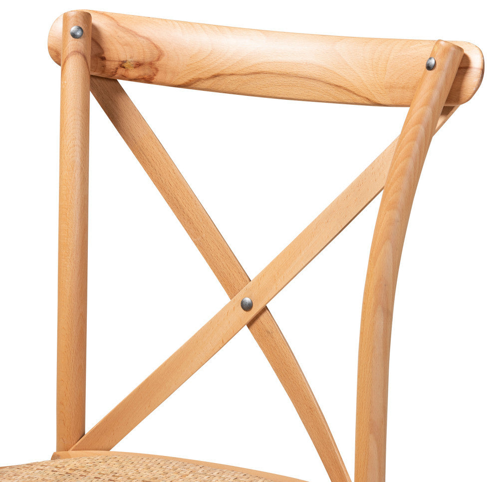 Noelle Mid-Century 2-Piece Dining Chairs, Natural Brown