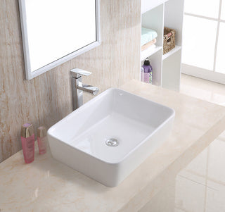 STYLISH 18" White Rectangular Ceramic Vessel Bathroom Sink White