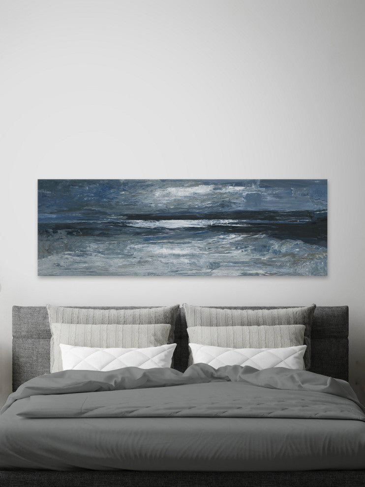 "Midnight Ocean" Painting Print on Wrapped Canvas, 60"x20"