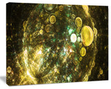 Yellow Spherical Planet Bubbles, Oversized Abstract Canvas Art Print, 60x40