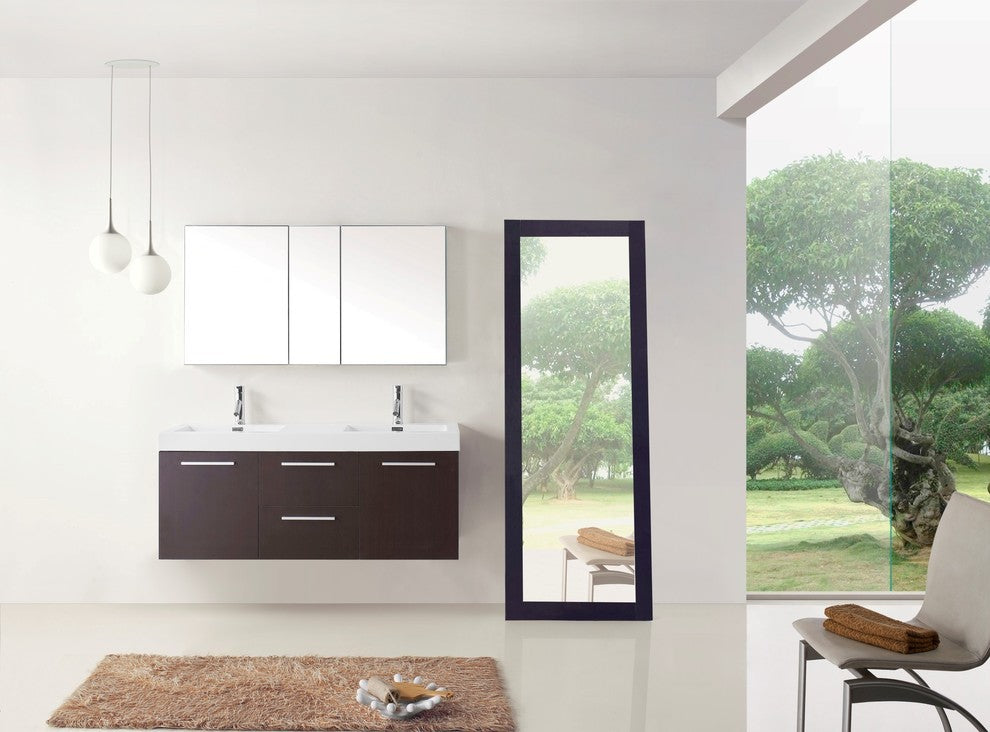 Zuri 55" Double Vanity, Wenge, Polished Chrome