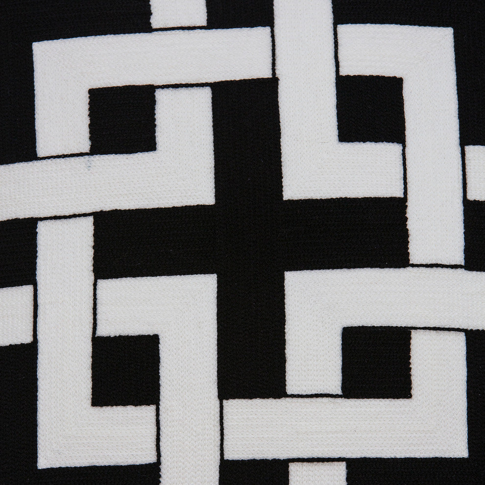 Abali Transitional Black and White Pillow Cover With Poly Insert