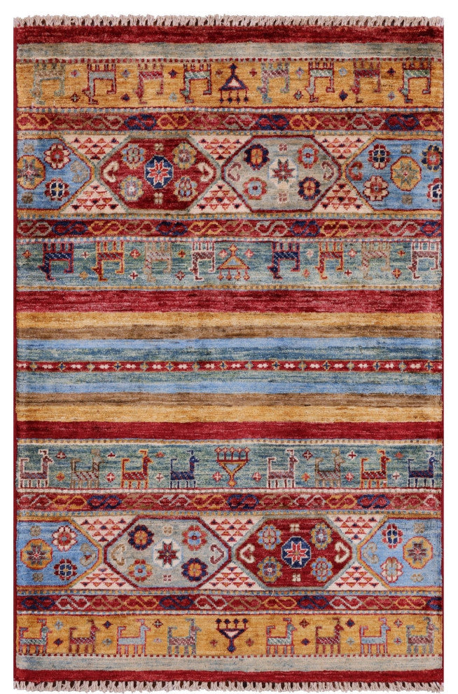 2' 7" X 4' 0" Persian Gabbeh Tribal Handmade Wool Rug Q10840