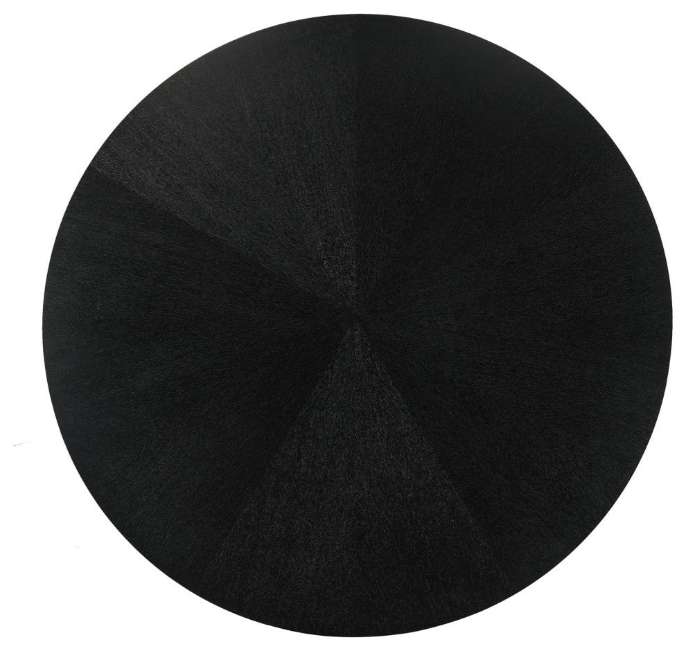 Cirque 54" Round Pedestal Dining Table Black Metal Base, Black