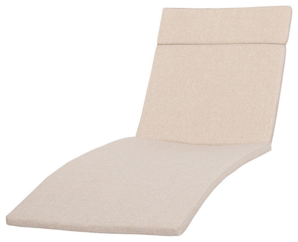 GDF Studio Lakeport Outdoor Wicker Chaise Lounge Chair With Cushion, Textured Be