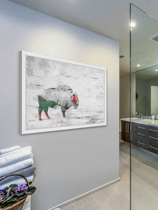 Parvez Taj "Snow Buffalo" Framed Painting Print, 18"x12"