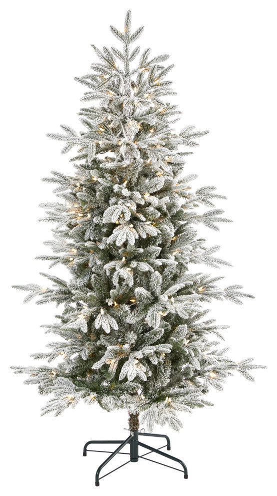 5.5ï¿½ Flocked Manchester Spruce Christmas Tree/ 200 Lights/ 560 Bendable Branches
