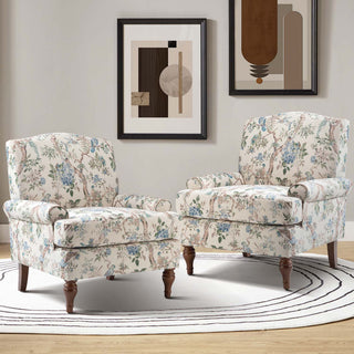 Trasitional Armchair with Solid Wood Legs Set of 2, Bird