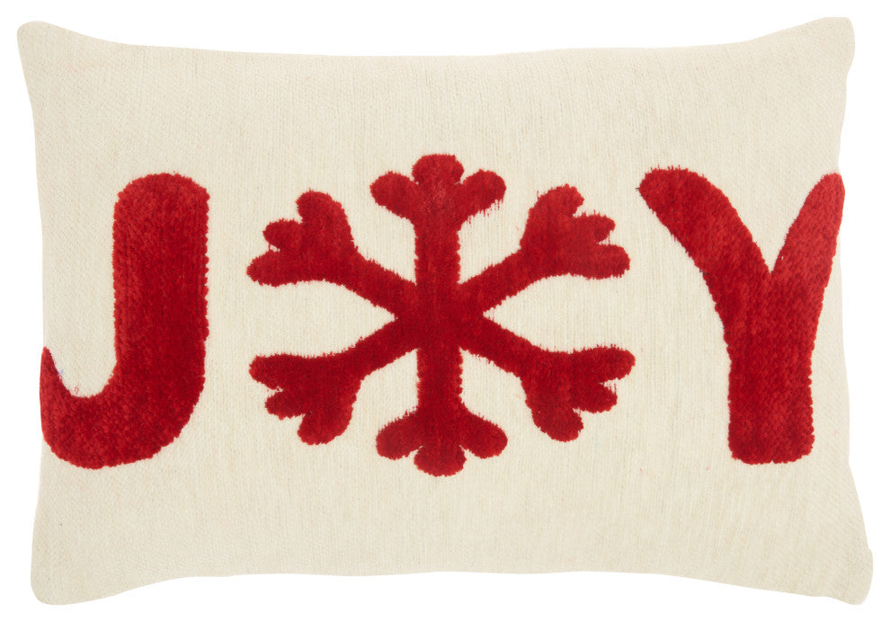 Mina Victory DV080 Throw Pillow, Ivory/Red, 12"X18"