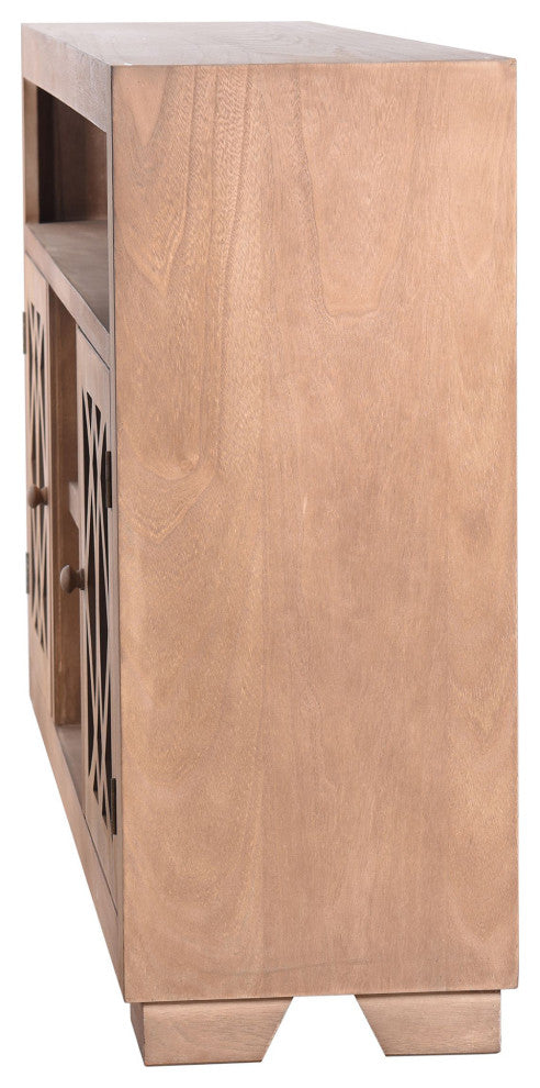 Saddle Sand Two Door Wooden Entertainment Stand 34"H56"Wx14"D