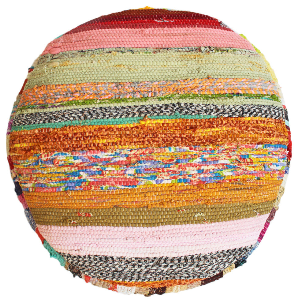 Nandita Colorful Sari Rug Pouf Ottoman
