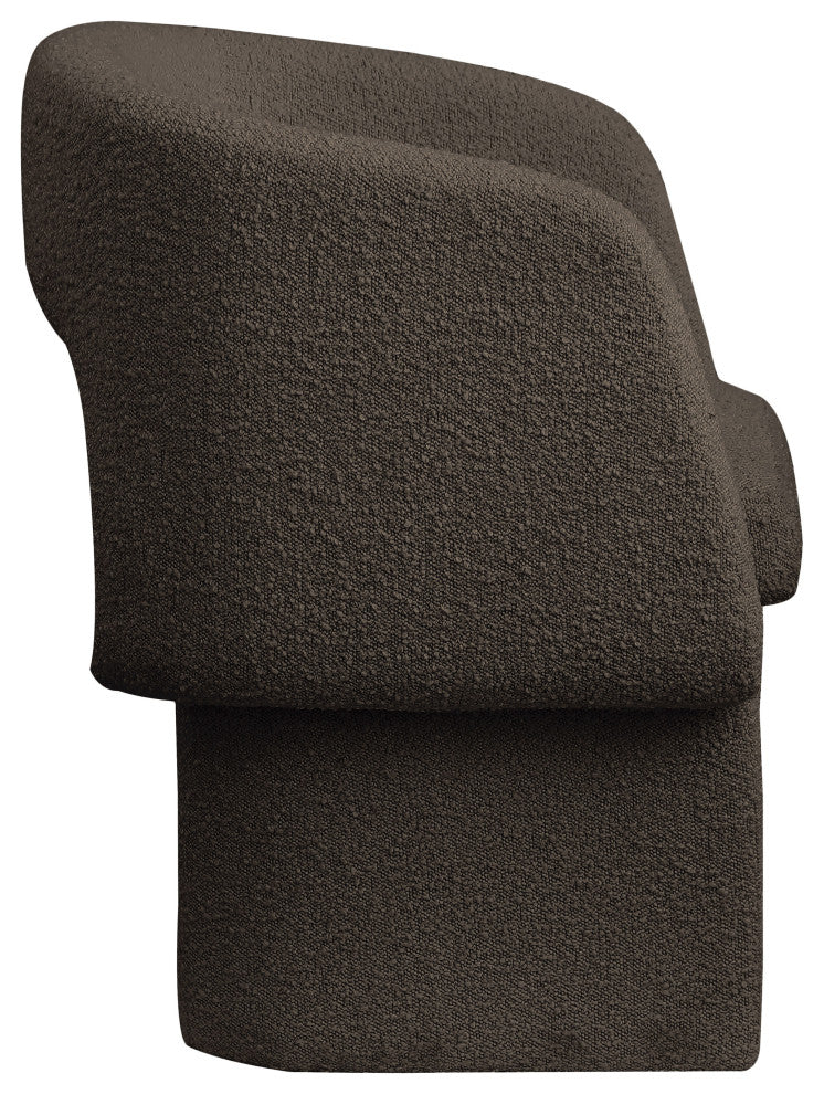 Emmet Boucle Fabric Dining Chair / Accent Chair, Brown, Boucle Fabric