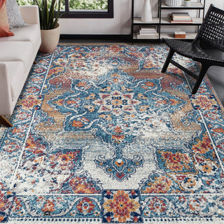 Alessana Nieve Orange Bordered Area Rug, 5'1"x7'6"