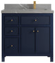 Sonoma 36 Right Offset Reeded Bath Vanity in Hale Navy Blue 2" Piatra Gray