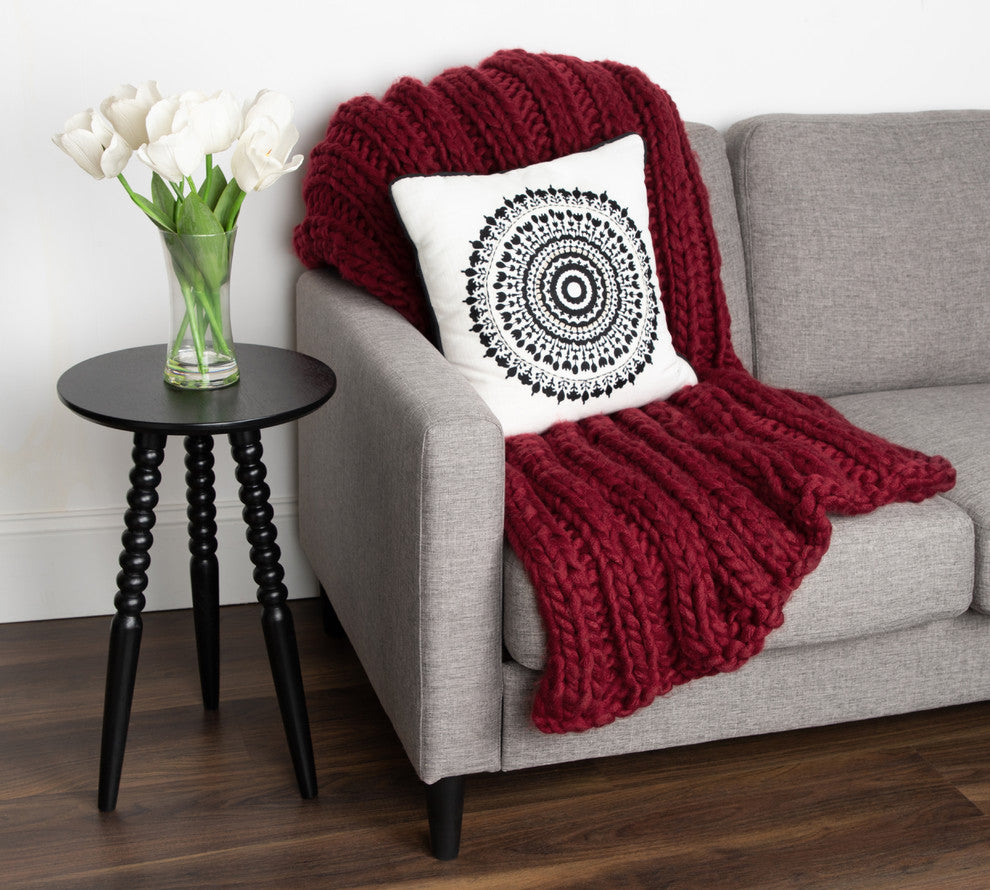Chunky Knit Throw Blanket, Red 50x60