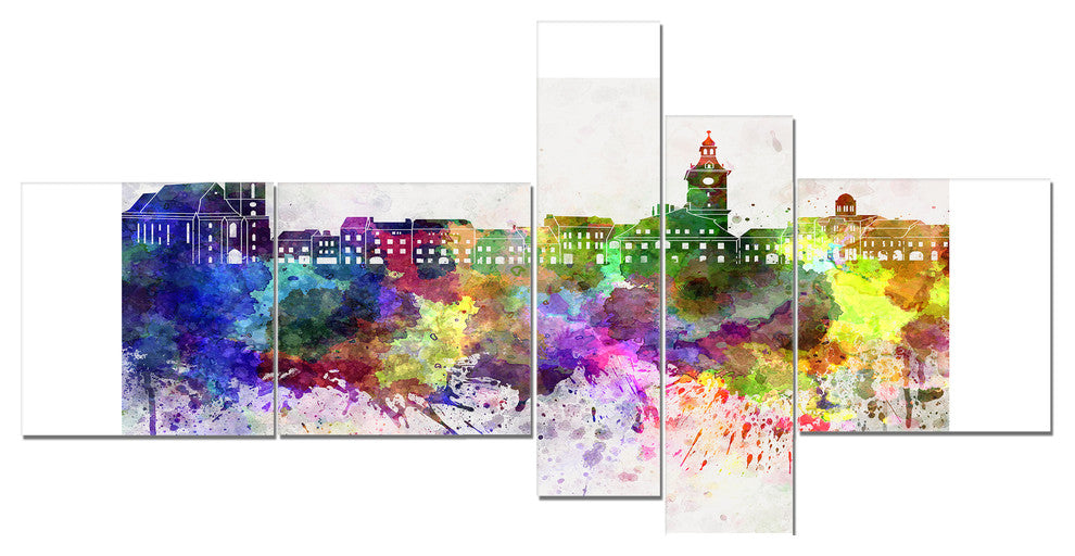 Brasov Skyline, Cityscape Canvas Artwork Print, 60"x32", 5 panels