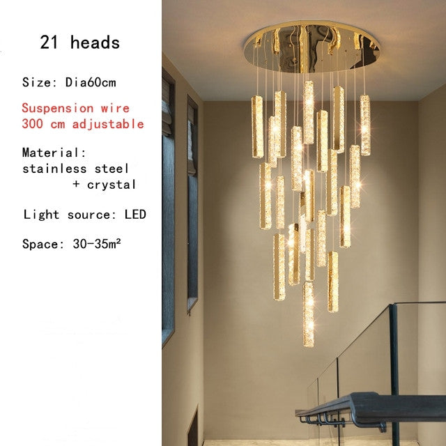 Santa Margherita Ligure | Creative Gold LED Crystal Chandelier, 21 Lights, Warm Light