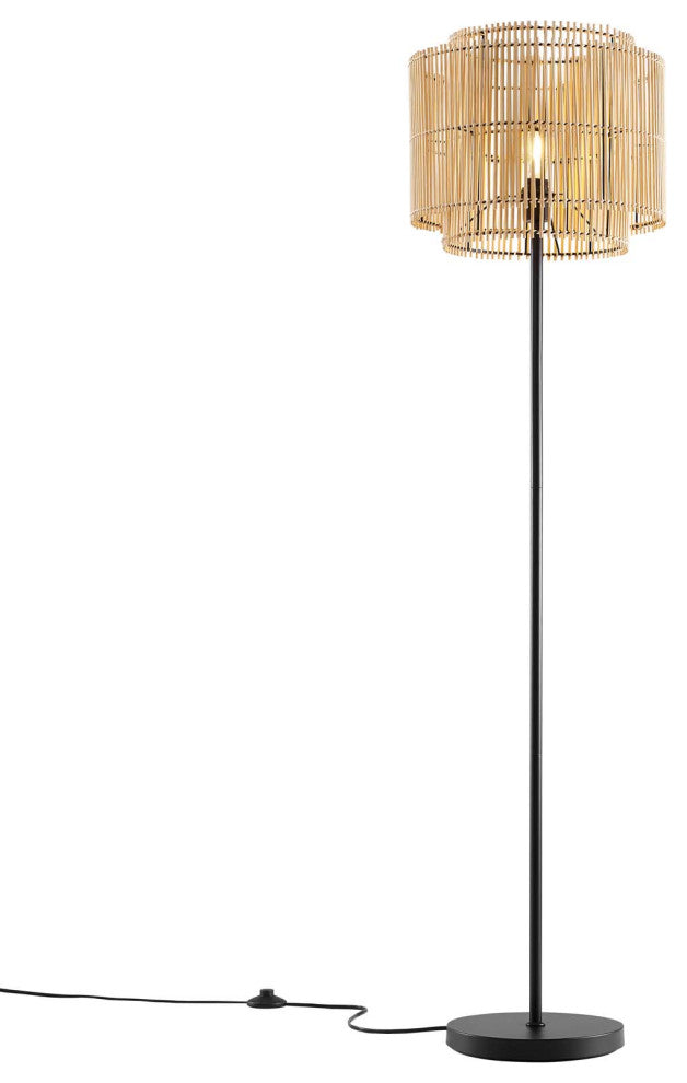Floor Lamp Light, Brown Natural, Wood, Modern, Kitchen Bistro Hotel Restaurant