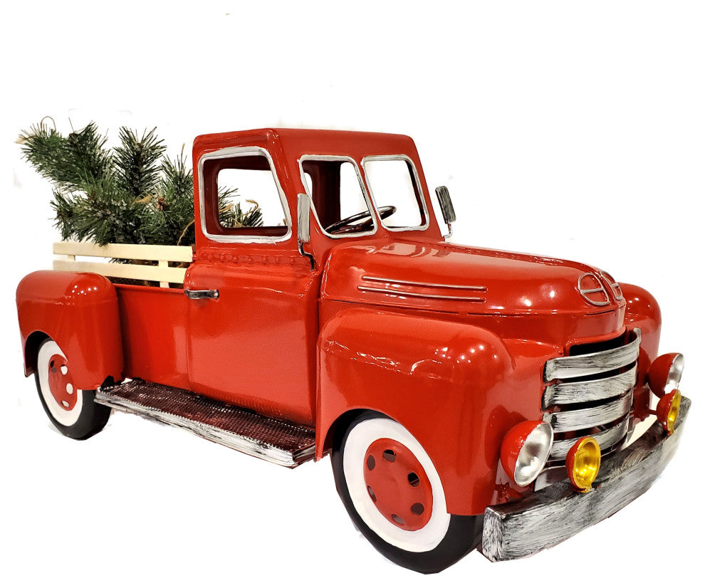18" Red Metal Truck Decoration