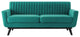 Tufted Loveseat Sofa, Velvet, Teal Blue, Modern, Living Lounge Hotel Hospitality