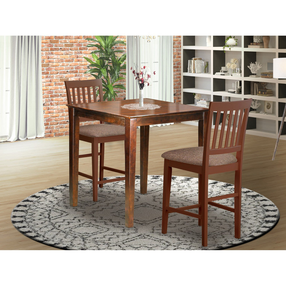 3 Pc Counter Height Table-Square Gathering Table And 2 Stools