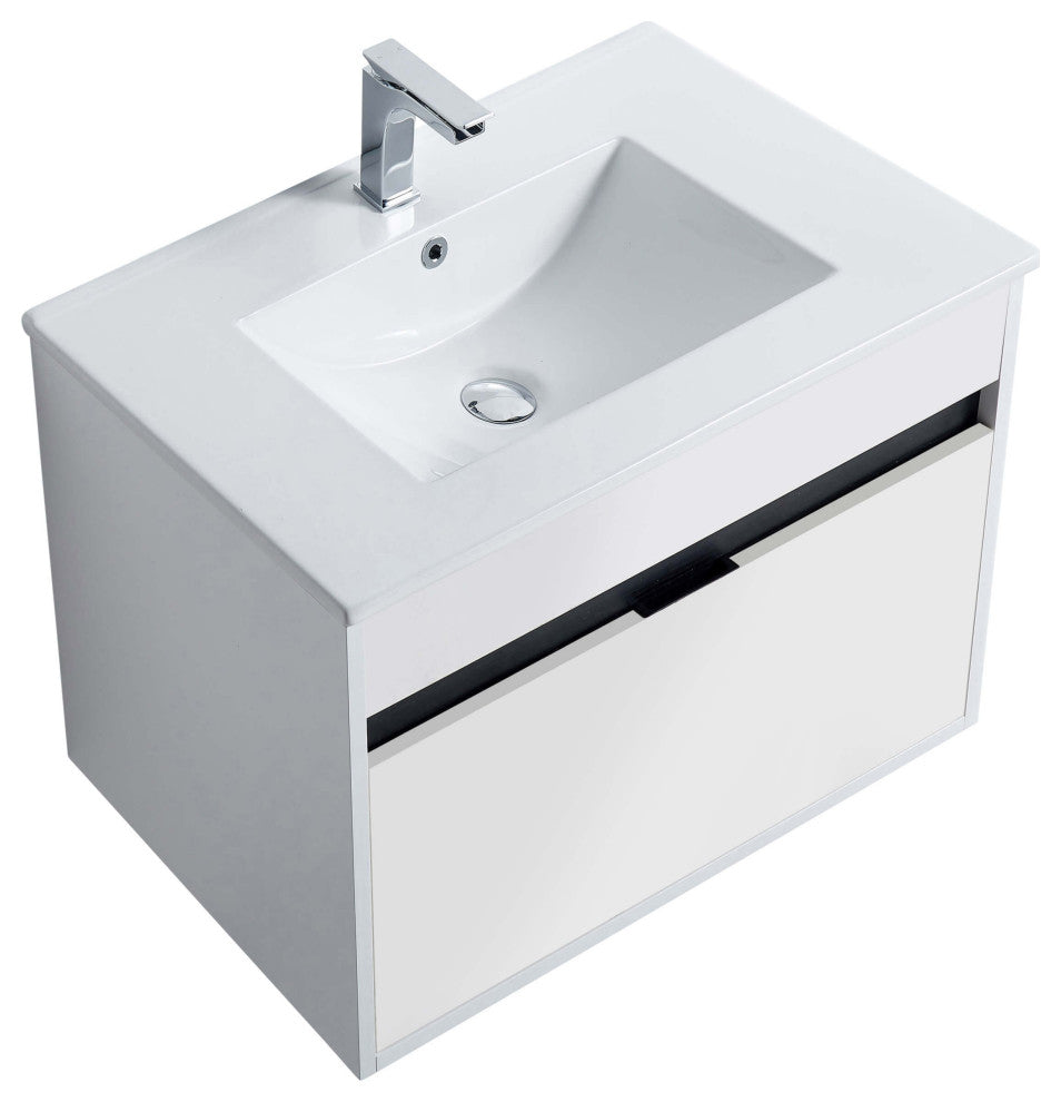 Alpine Wall Mount Bathroom Vanity and Sink, White Matte, 30"