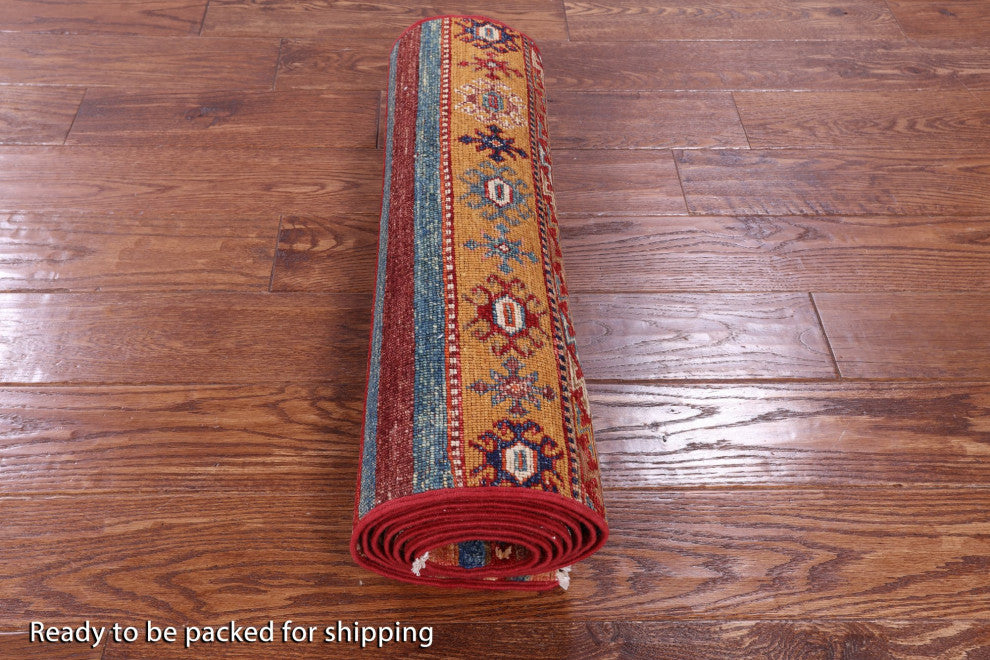 2' 2" X 9' 5" Runner Super Kazak Khorjin Handmade Rug Q10854