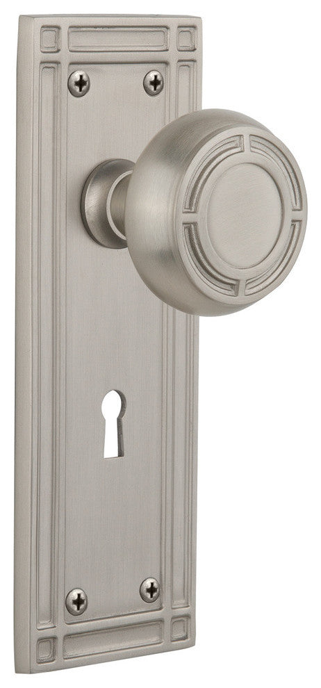 Mission Plate Privacy Mission Knob, Satin Nickel