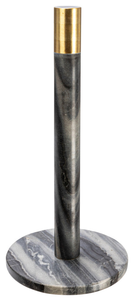 Marble Towel Holder With Brass Top, Grey