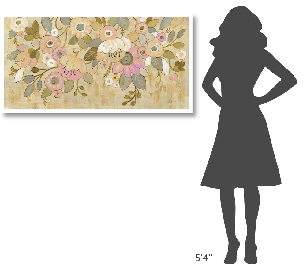 "Decorative Pastel Flowers" Digital Paper Print by Silvia Vassileva, 50"x26"