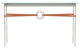 Equus Console Table, Sterling Finish - Bronze Accents - Chestnut Leather Strap